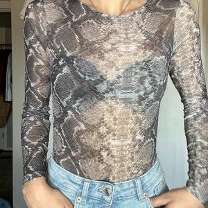 Topshop | Snake Skin Print Body Suit | Mesh